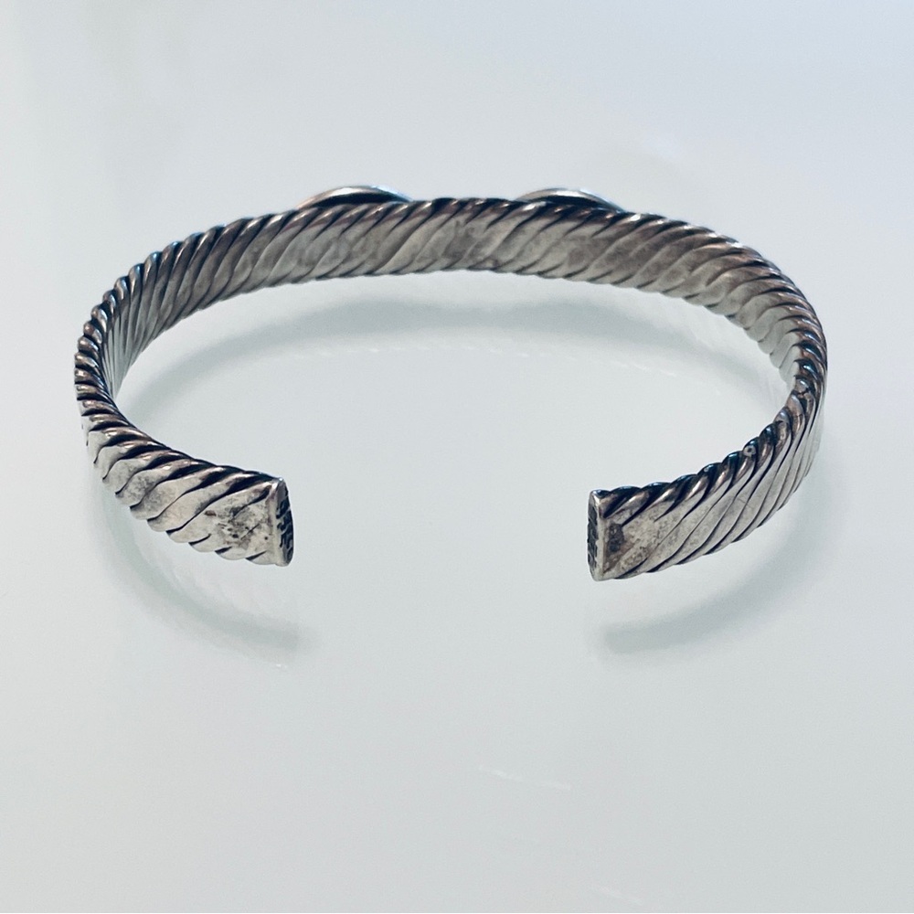 Vintage Mexico Turquoise Cable Design Cuff Bracelet in 925 Sterling Silv… - Picture 6 of 9
